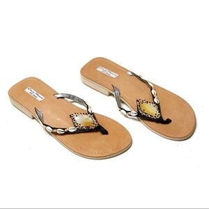 Claire Mercier St. Barth Beaded Thong Sandals 6.5